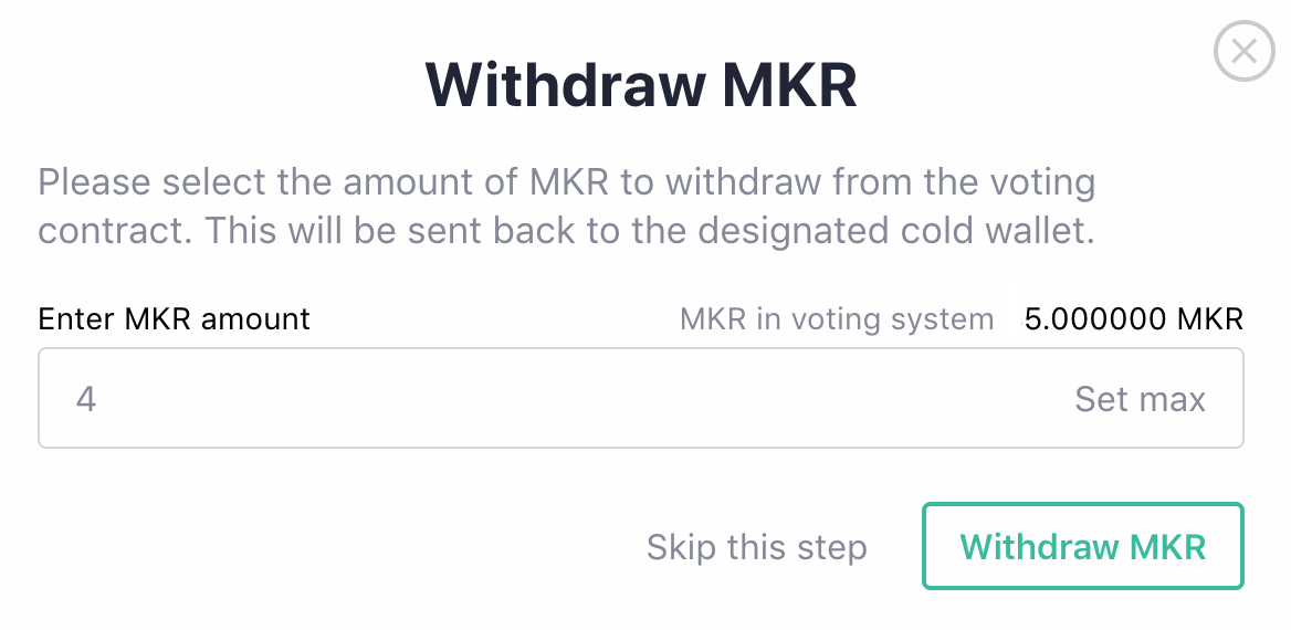 Withdraw MKR